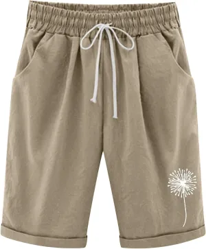 Bermuda Shorts for Women 2025 Casual Summer Beach Drawstring Shorts with Pocket Knee Length Loose Cute Vacation Short