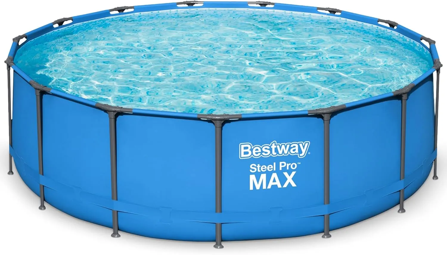 Bestway Steel Pro MAX 15’ x 48" Round Metal Steel Frame Above Ground Outdoor Backyard Family Swimming Pool, POOL ONLY