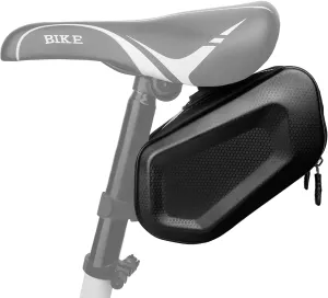 Bicycle Seat Bag, Bike Saddle Bag with Bicycle Accessories, Durable and Weatherproof Seat Bag,Dual-opening Storage Bag in Eva,Black