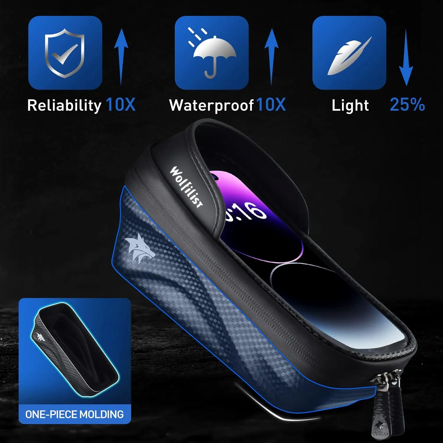 Bike Bag - Waterproof Bike Frame Bag with Sun-Visor Rain Cover, Bike Phone Holder with TPU Sensitive Touch Screen, Handlebar Bag Bicycle Accessories