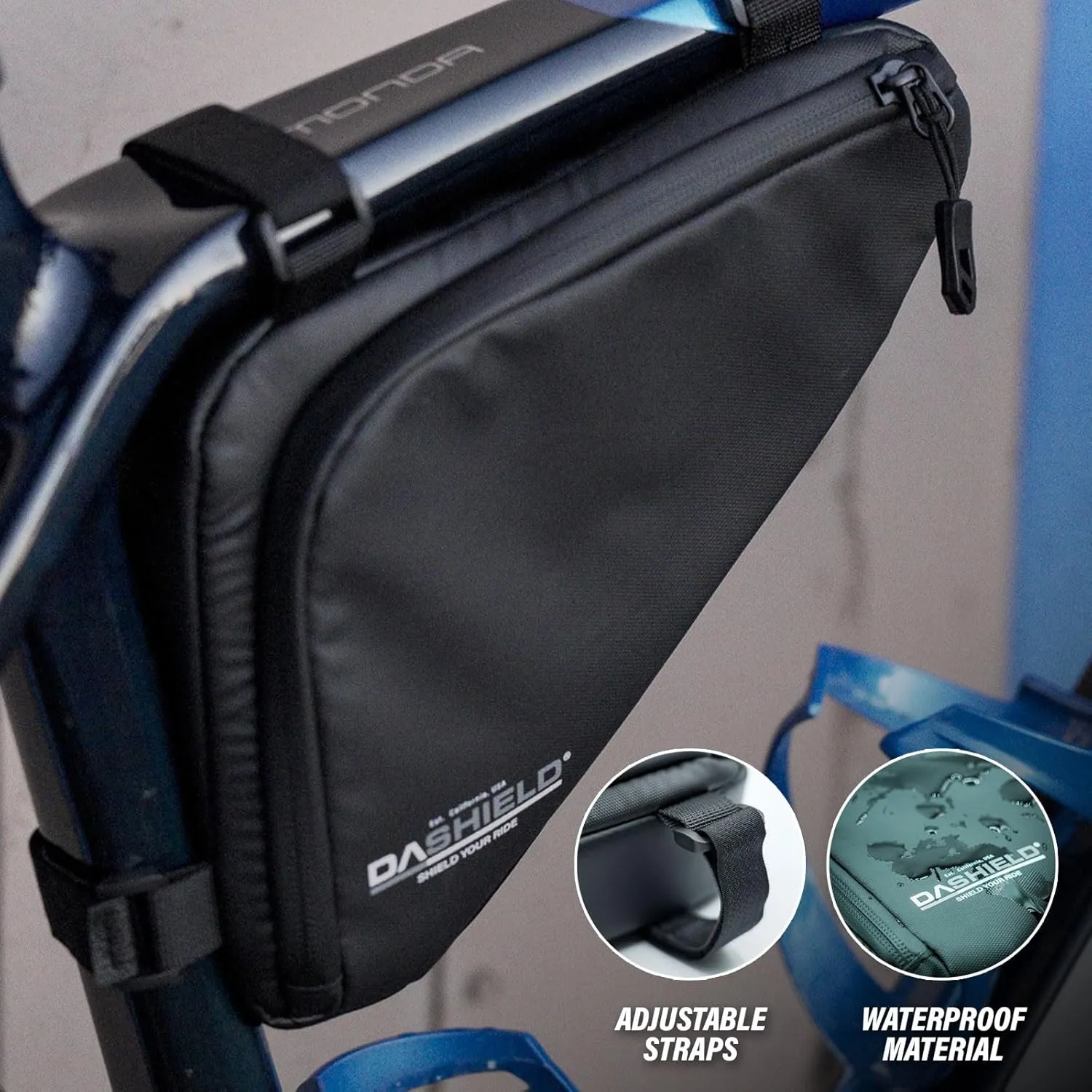 Bike Frame Bag Waterproof Bicycle Triangle Pouch, Storage Bag Strap-On, Mountain Road Bike MTB Cycling Bike Acessories, 2L