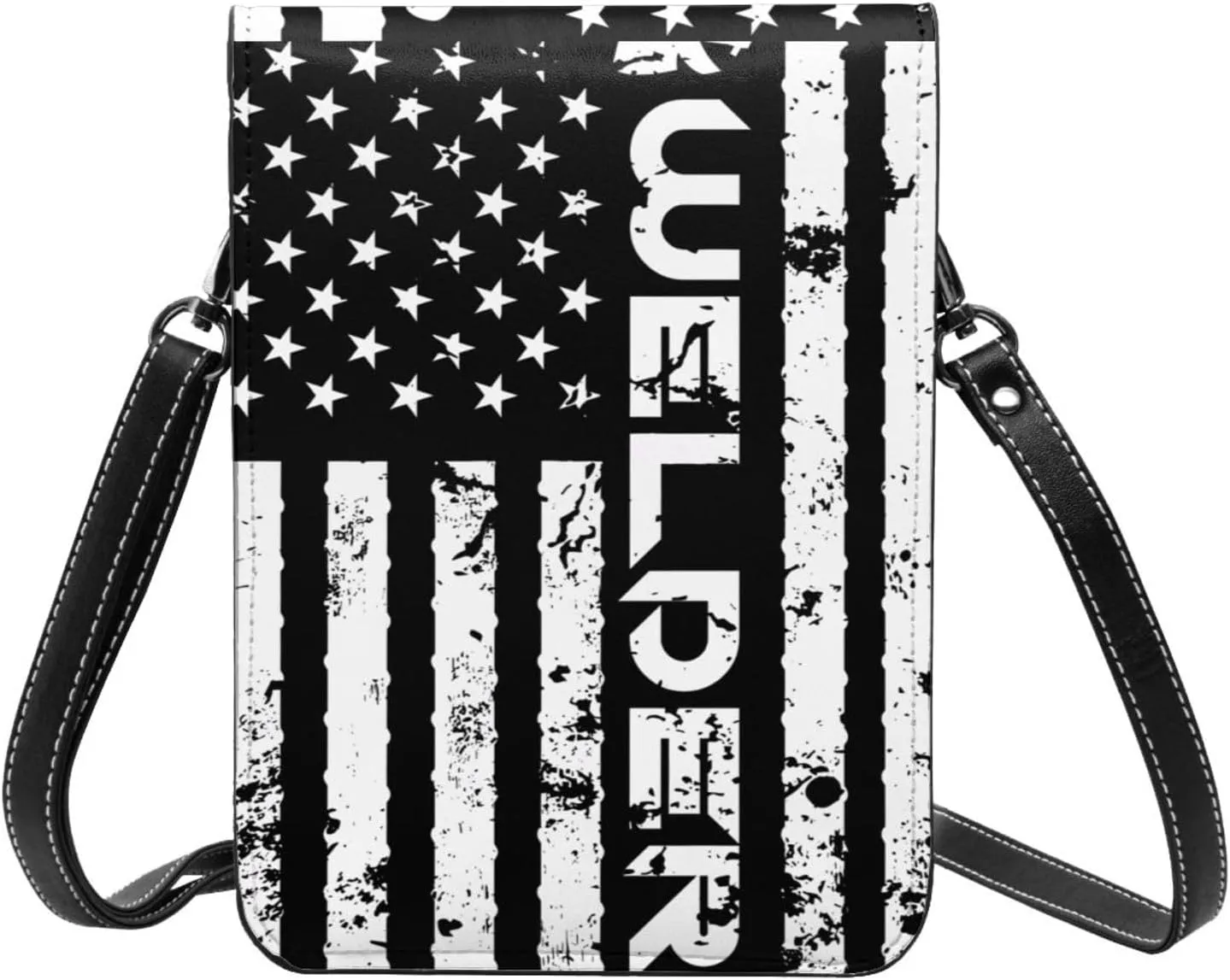 Black and Yellow Checkered Flag Leather Crossbody Phone Purse for Women Cute Wallet Bags Lightweight Mini Sling Bag