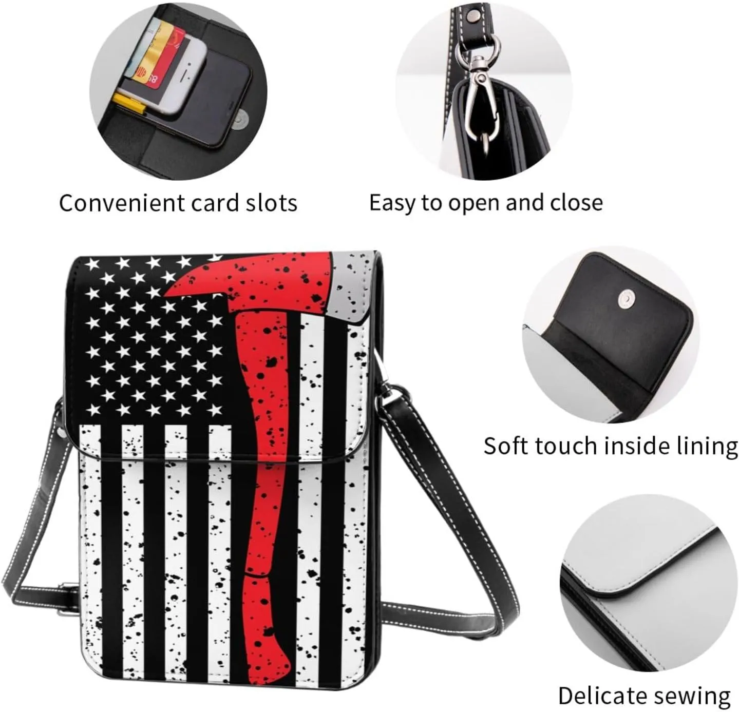 Black and Yellow Checkered Flag Leather Crossbody Phone Purse for Women Cute Wallet Bags Lightweight Mini Sling Bag