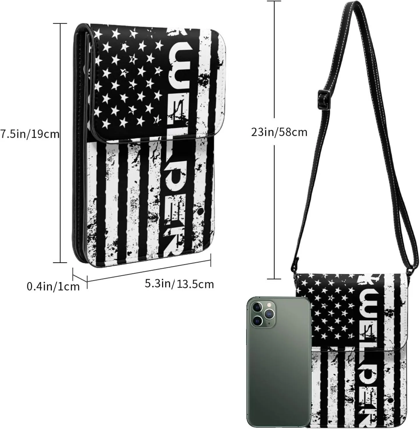 Black and Yellow Checkered Flag Leather Crossbody Phone Purse for Women Cute Wallet Bags Lightweight Mini Sling Bag