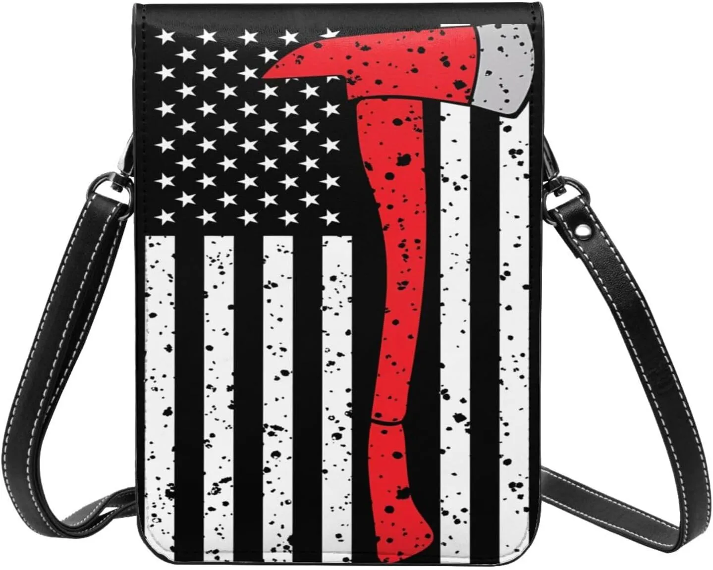 Black and Yellow Checkered Flag Leather Crossbody Phone Purse for Women Cute Wallet Bags Lightweight Mini Sling Bag