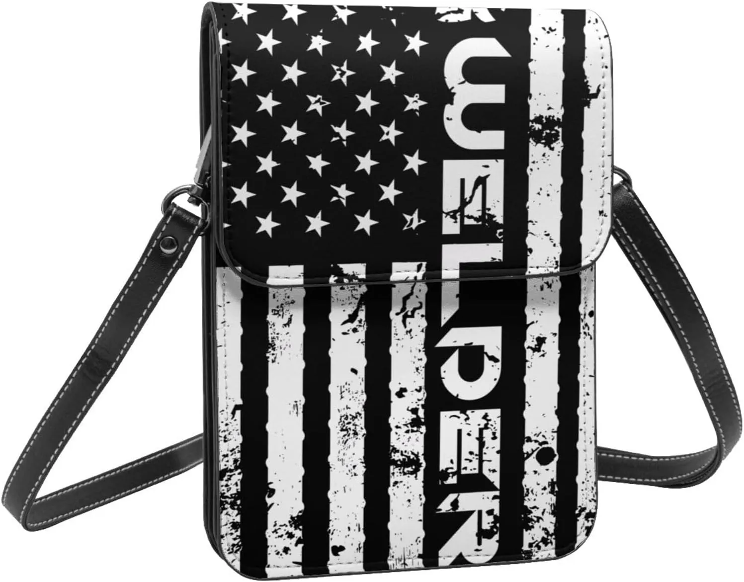 Black and Yellow Checkered Flag Leather Crossbody Phone Purse for Women Cute Wallet Bags Lightweight Mini Sling Bag