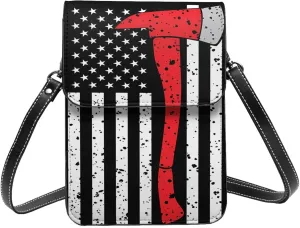 Black and Yellow Checkered Flag Leather Crossbody Phone Purse for Women Cute Wallet Bags Lightweight Mini Sling Bag