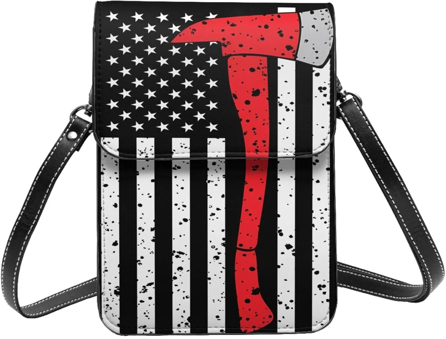 Black and Yellow Checkered Flag Leather Crossbody Phone Purse for Women Cute Wallet Bags Lightweight Mini Sling Bag