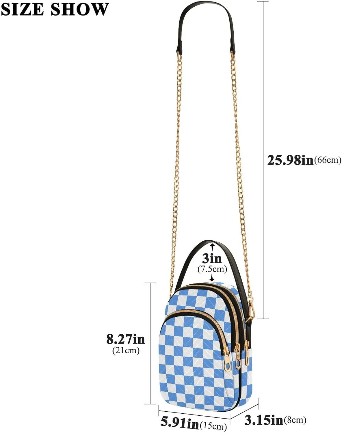 Black White Checkered Crossbody Bag for Women Shoulder Handbag Ladies Purse Cell Phone Tote Bags