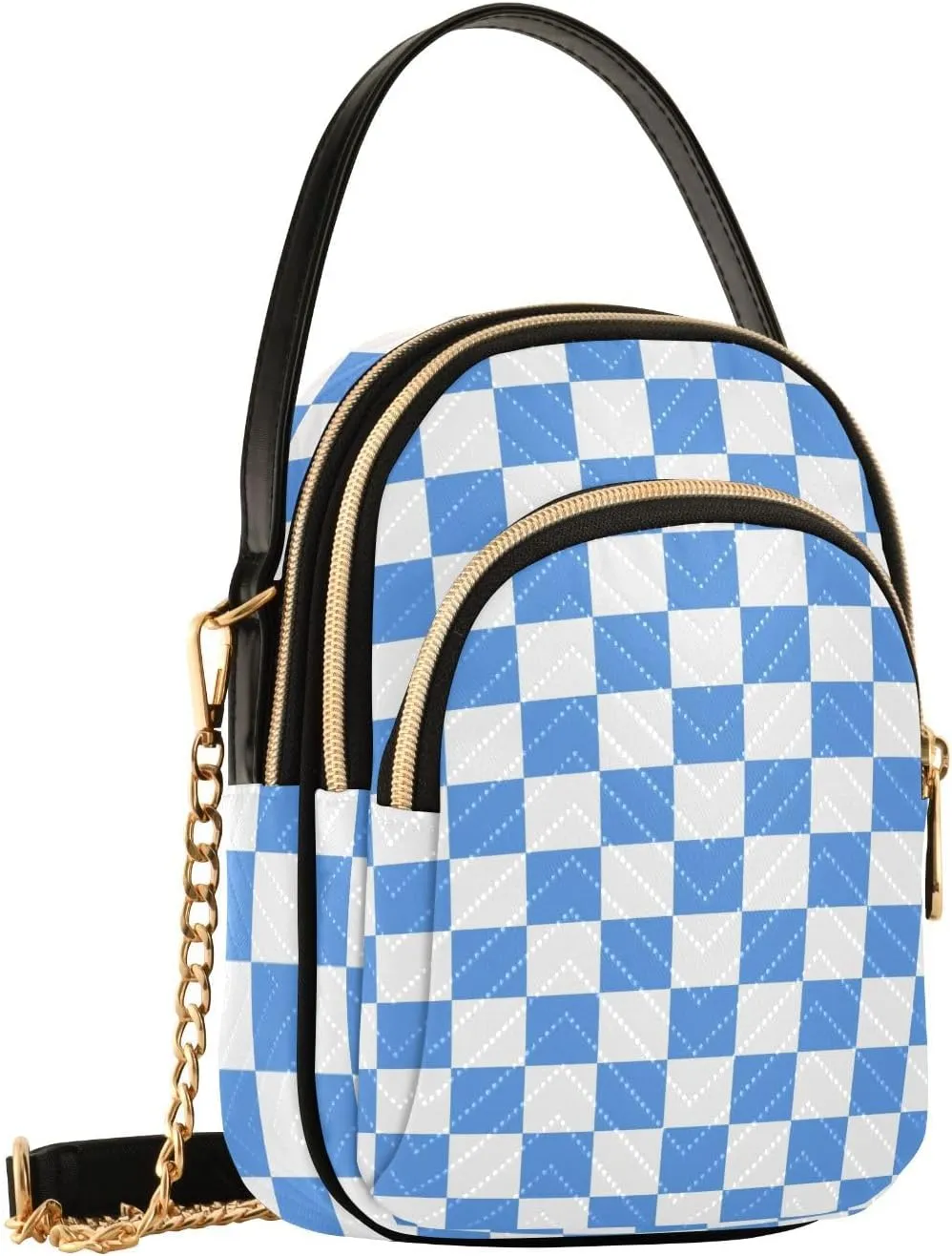Black White Checkered Crossbody Bag for Women Shoulder Handbag Ladies Purse Cell Phone Tote Bags