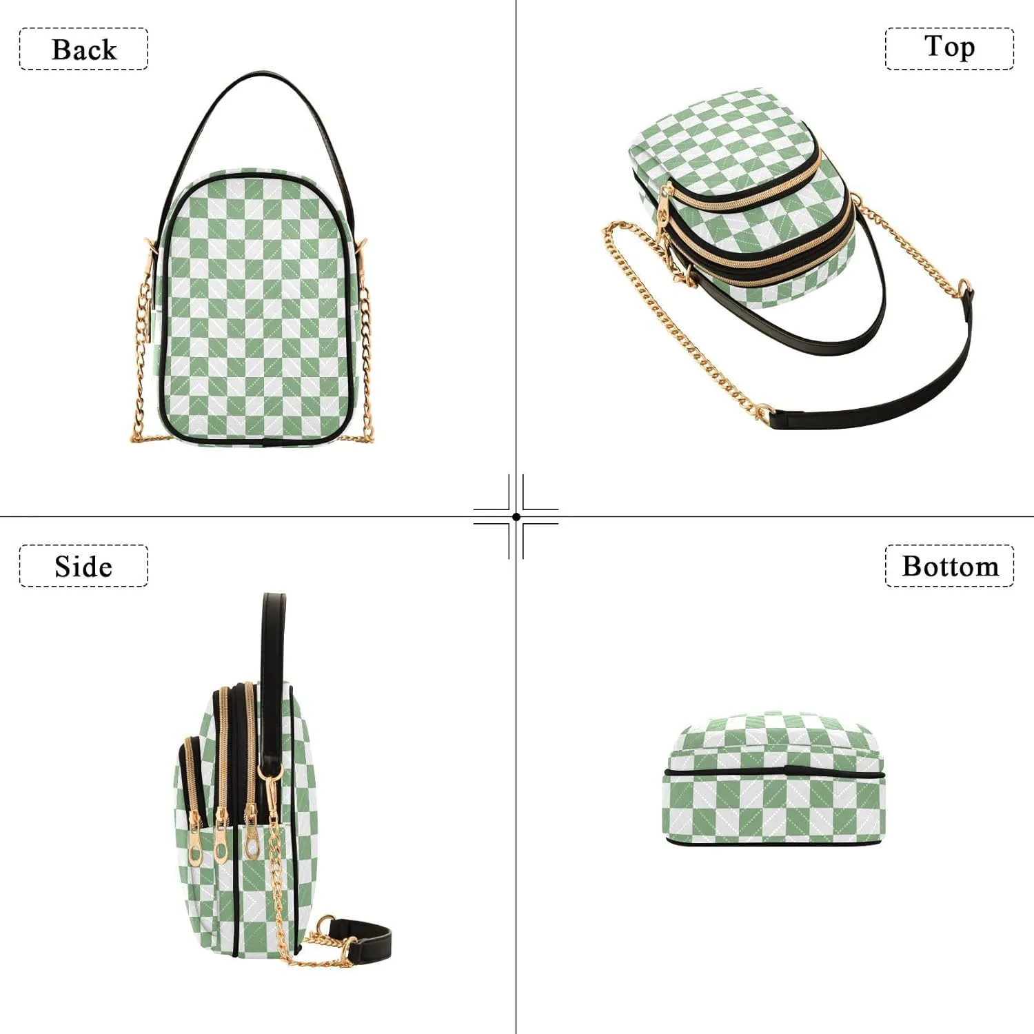 Black White Checkered Crossbody Bag for Women Shoulder Handbag Ladies Purse Cell Phone Tote Bags