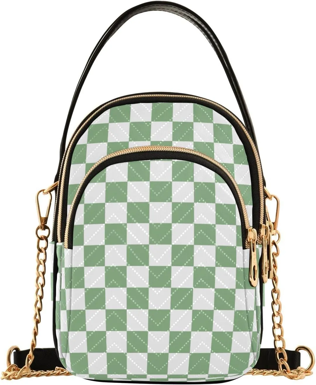 Black White Checkered Crossbody Bag for Women Shoulder Handbag Ladies Purse Cell Phone Tote Bags