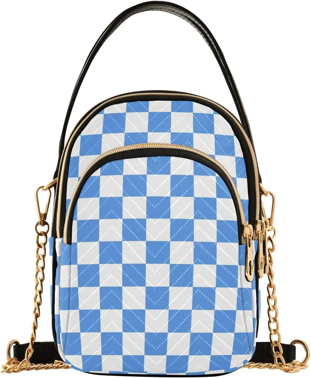 Black White Checkered Crossbody Bag for Women Shoulder Handbag Ladies Purse Cell Phone Tote Bags