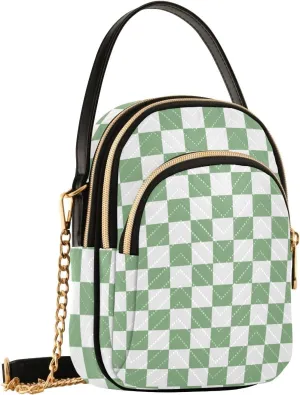 Black White Checkered Crossbody Bag for Women Shoulder Handbag Ladies Purse Cell Phone Tote Bags