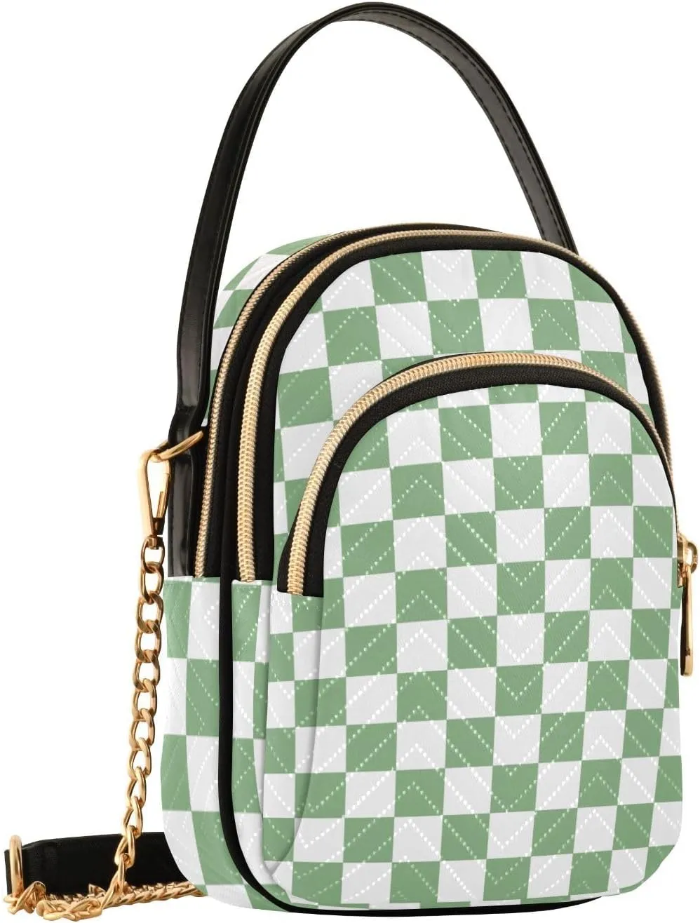 Black White Checkered Crossbody Bag for Women Shoulder Handbag Ladies Purse Cell Phone Tote Bags