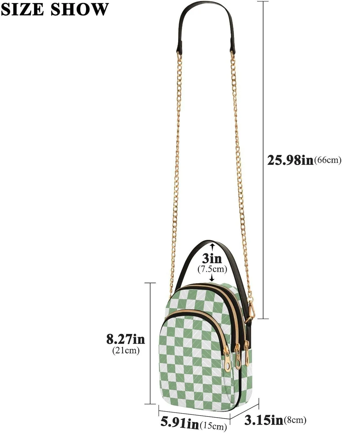 Black White Checkered Crossbody Bag for Women Shoulder Handbag Ladies Purse Cell Phone Tote Bags
