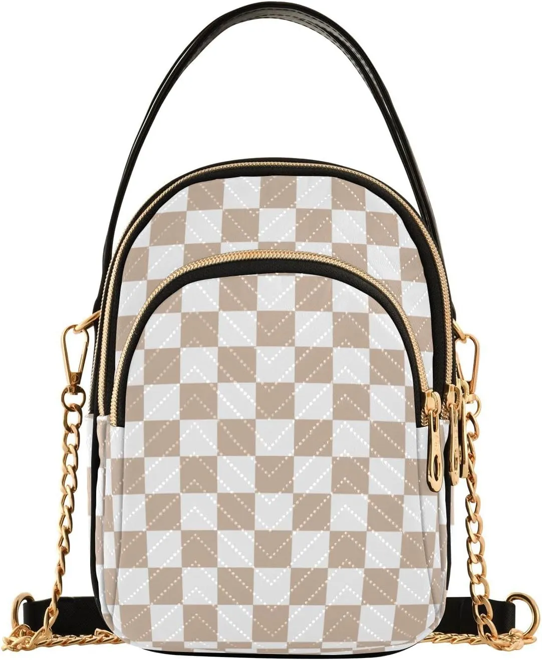Black White Checkered Crossbody Bag for Women Shoulder Handbag Ladies Purse Cell Phone Tote Bags