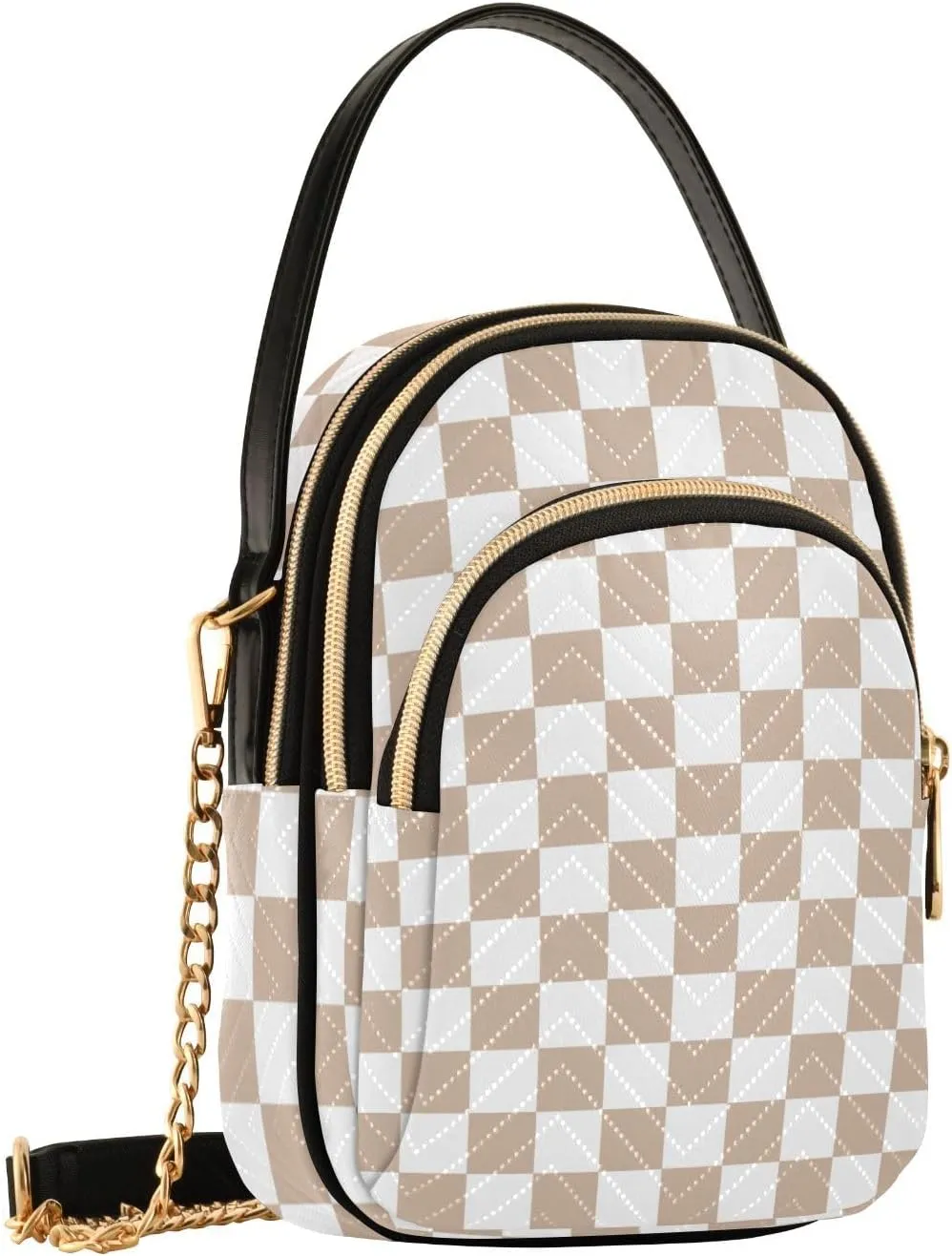 Black White Checkered Crossbody Bag for Women Shoulder Handbag Ladies Purse Cell Phone Tote Bags