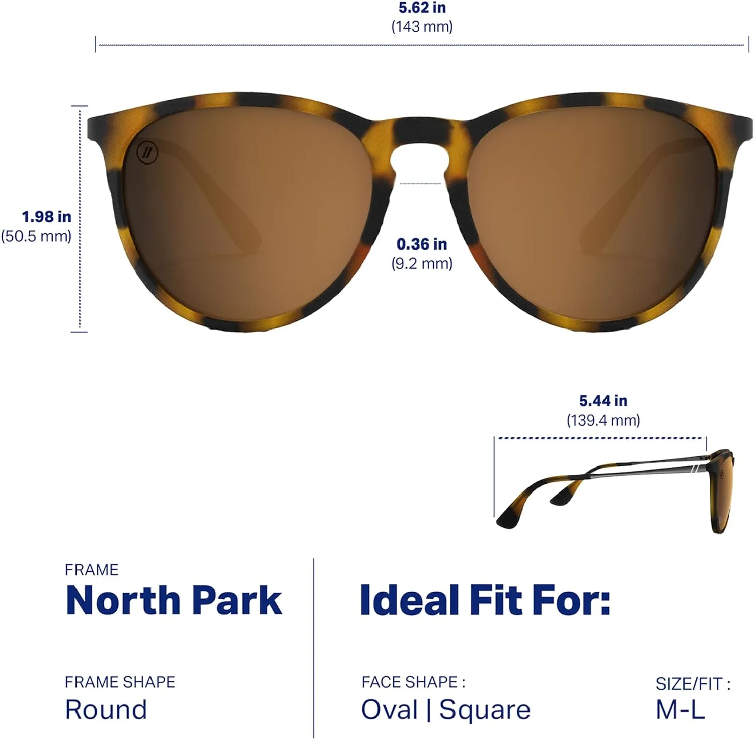 Blenders Eyewear North Park – Polarized Sunglasses – Classic Shape, Mixed Metal Frame – 100% UV Protection – For Men & Women