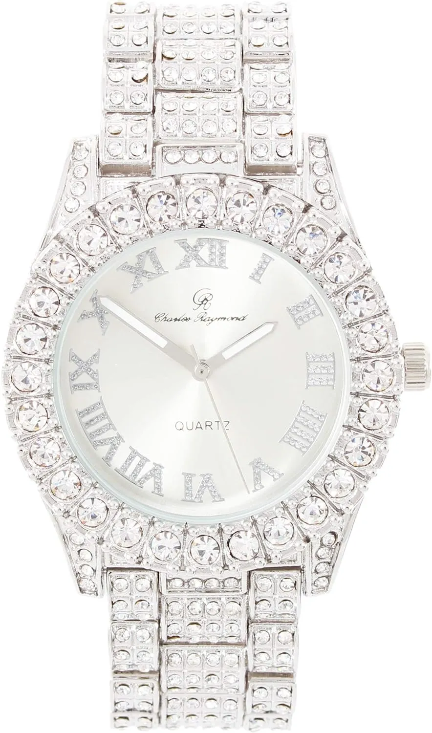 Bling-ed Out It's Lit! Hip Hop Watch & Jewerly Set w/Cuban Chain Bracelet, Kite Bling Earrings & Ring - GJM13