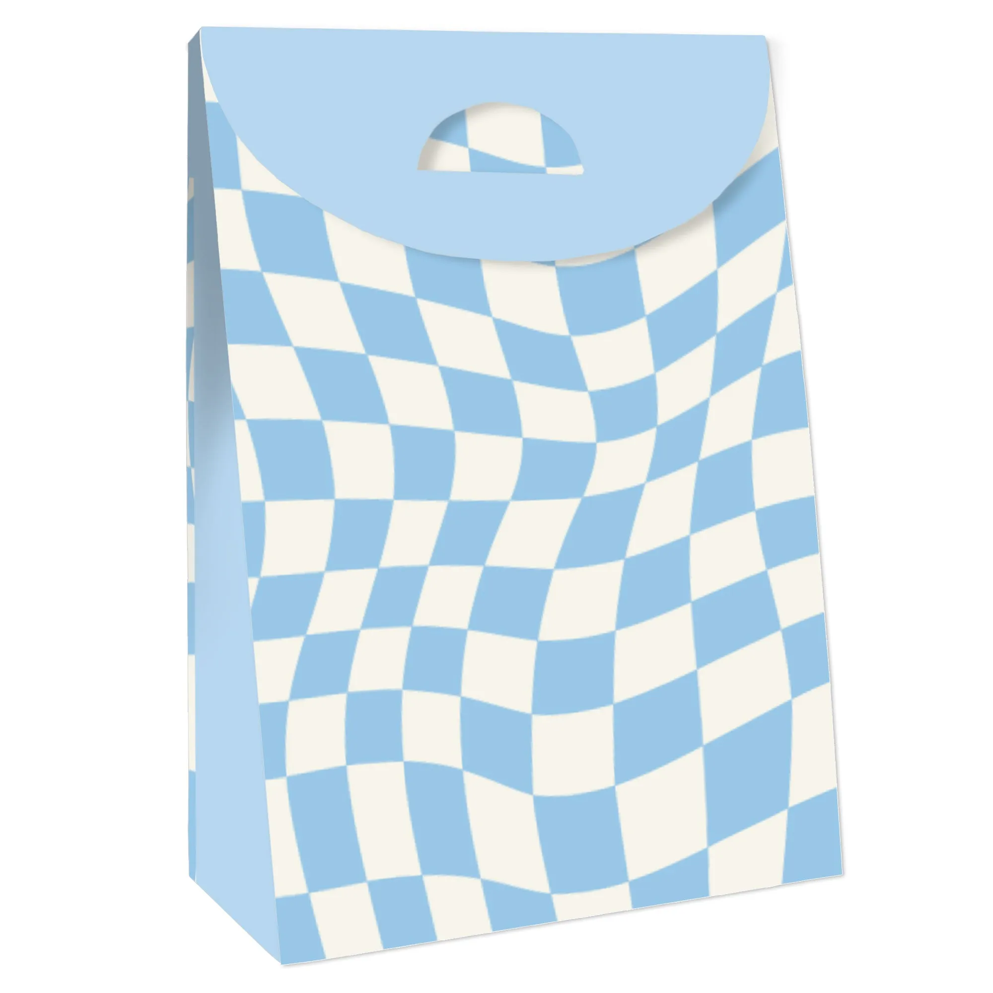 Blue Checkered Goodie Bags - 12 Ct