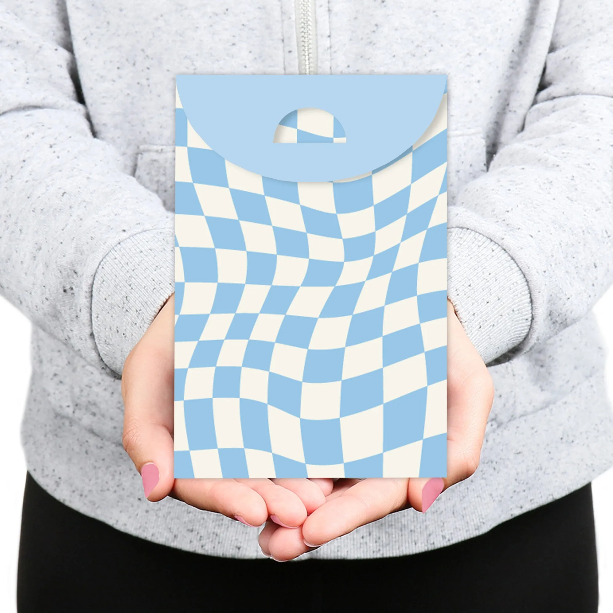 Blue Checkered Goodie Bags - 12 Ct