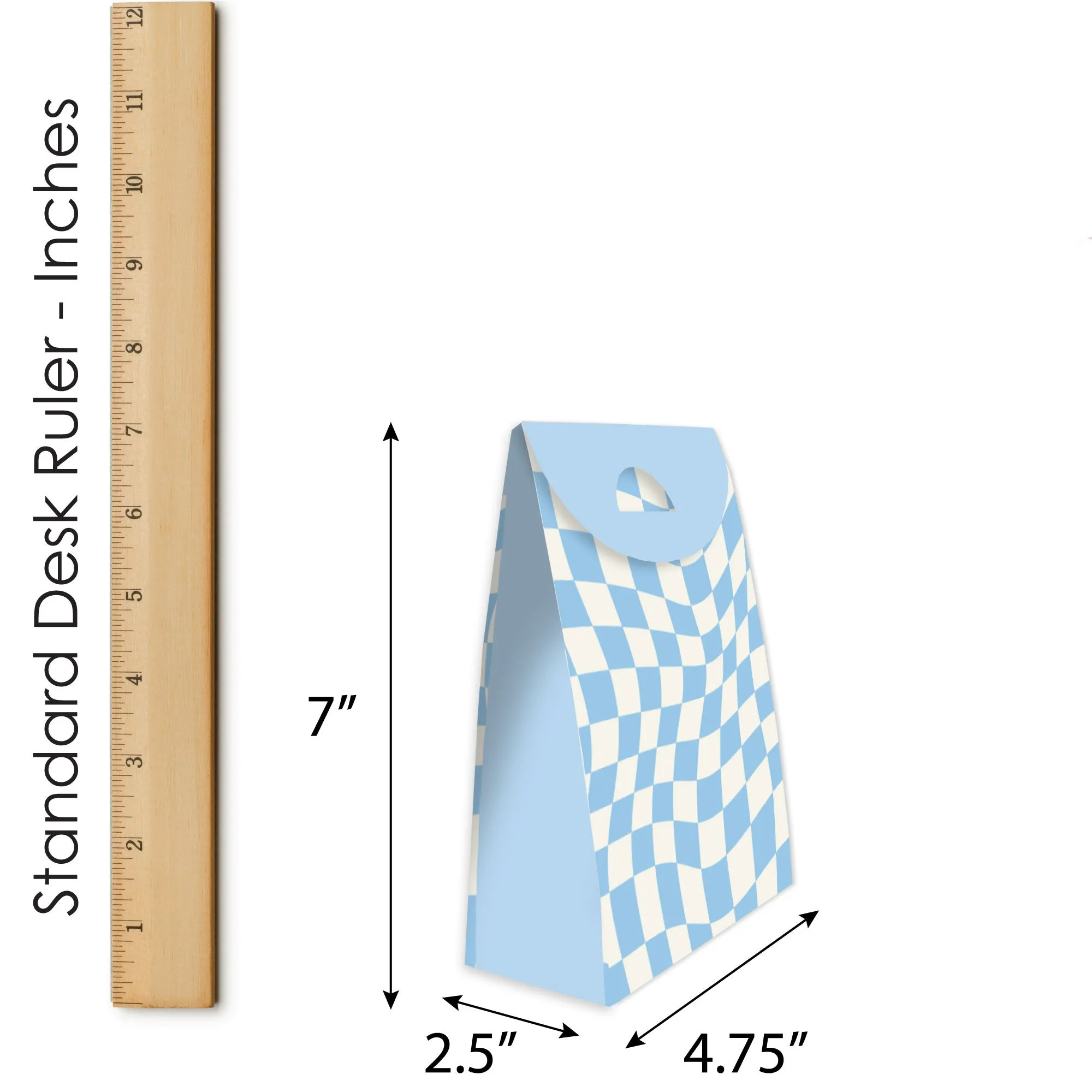 Blue Checkered Goodie Bags - 12 Ct