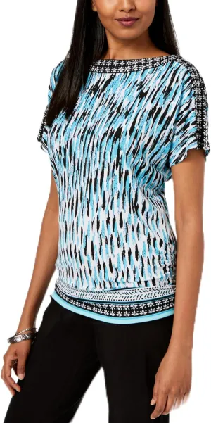 Boat Neck Dolman Sleeve Top Staccato Rain XS