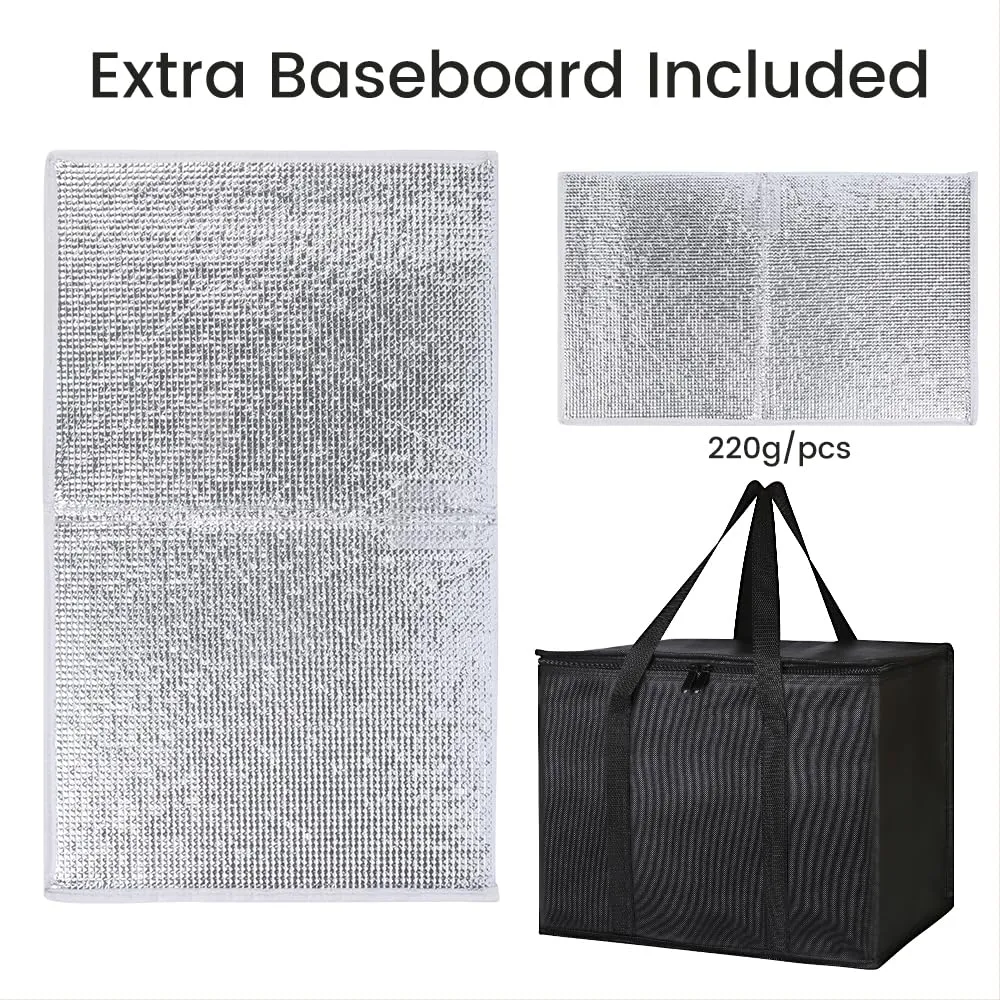 Bodaon 2-Pack Insulated Food Delivery Bag With Hard Bottom, XL Pizze Cooler Bags, Thermal Cold/Hot Styrofoam Carrier for Doordash/Travel/Shopping/Catering/Car, Dashers Door Dash Accessories