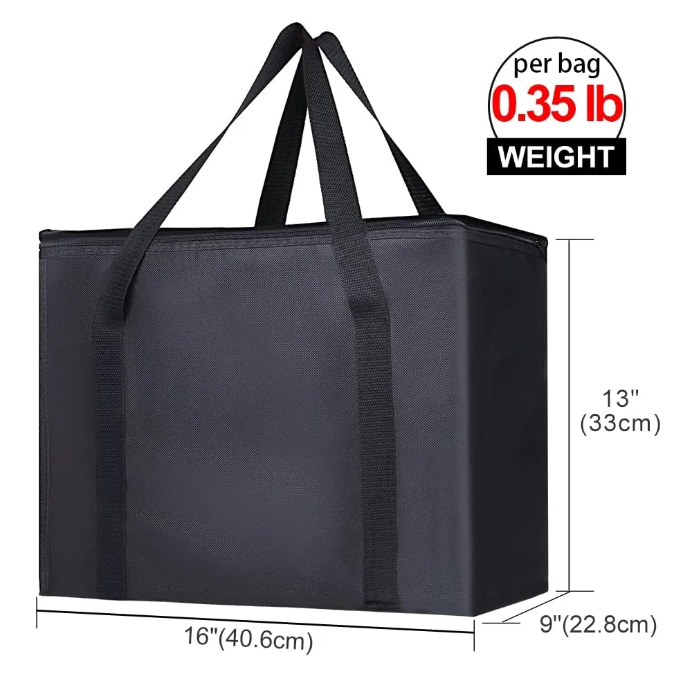 Bodaon 2-Pack Insulated Food Delivery Bag With Hard Bottom, XL Pizze Cooler Bags, Thermal Cold/Hot Styrofoam Carrier for Doordash/Travel/Shopping/Catering/Car, Dashers Door Dash Accessories
