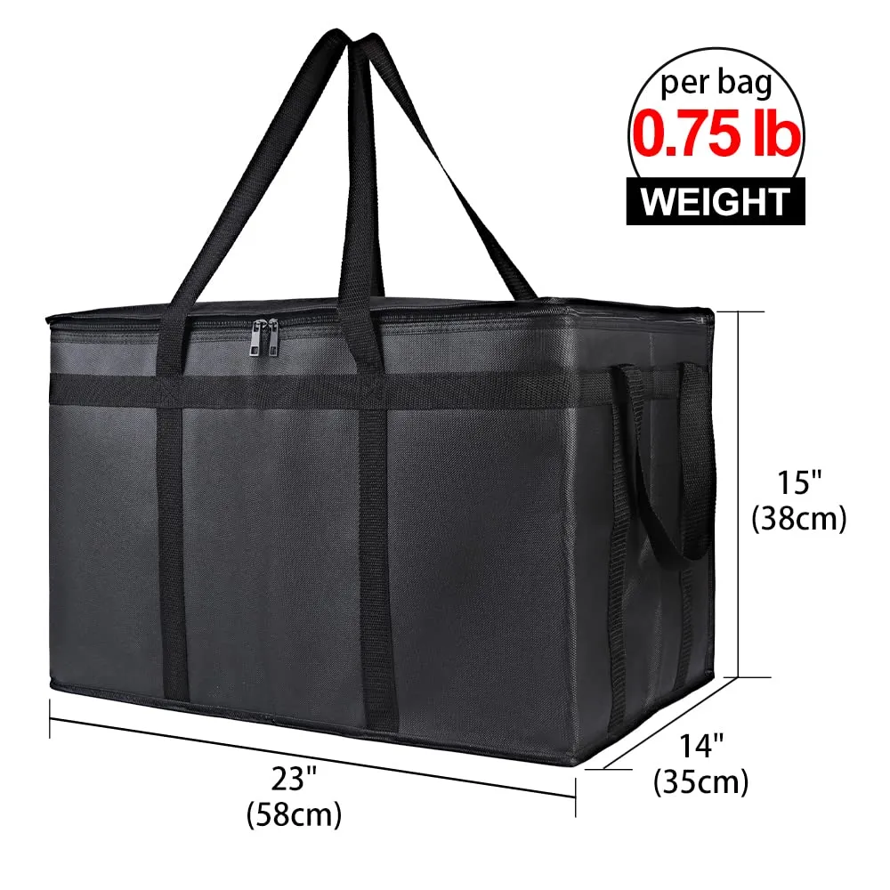 Bodaon Insulated Food Delivery Bag with Removable Hard Bottom, XXX-Large Catering Suppliees Bags for Pizza Uber Eats/Doordash, Cooler Bag, Hot Food Warmer Container, Insulated Grocery Bags (2-Pack)