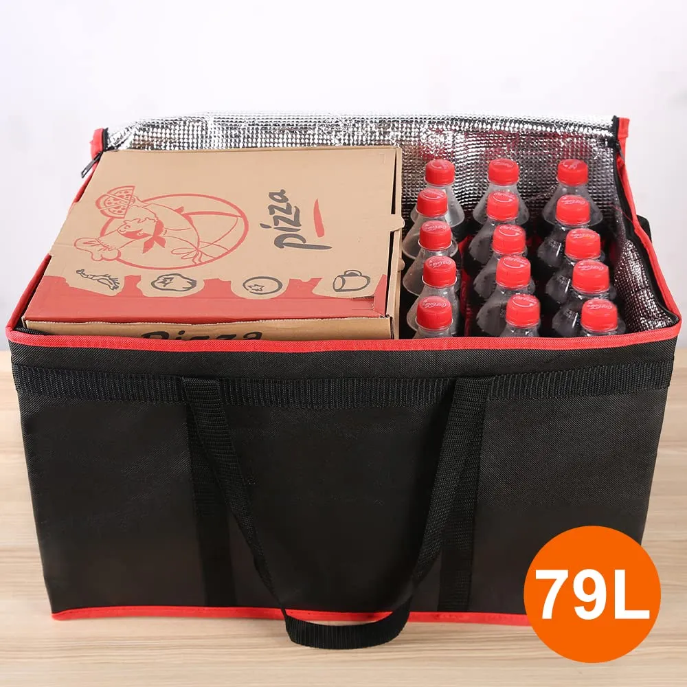 Bodaon Insulated Food Delivery Bag with Removable Hard Bottom, XXX-Large Catering Suppliees Bags for Pizza Uber Eats/Doordash, Cooler Bag, Hot Food Warmer Container, Insulated Grocery Bags (2-Pack)