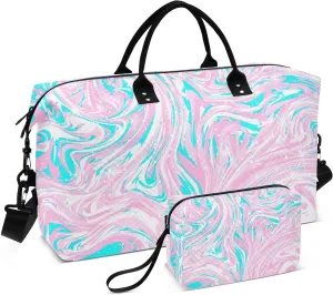 Bolaz Duffle Bag for Travel-Tie Die Pink Blue Unicorn，Weekender Overnight Bag with Wet Pocket for Women，Large Carry On Airport Bag with Toiletry Bag for Travel, Business Trips, Sports