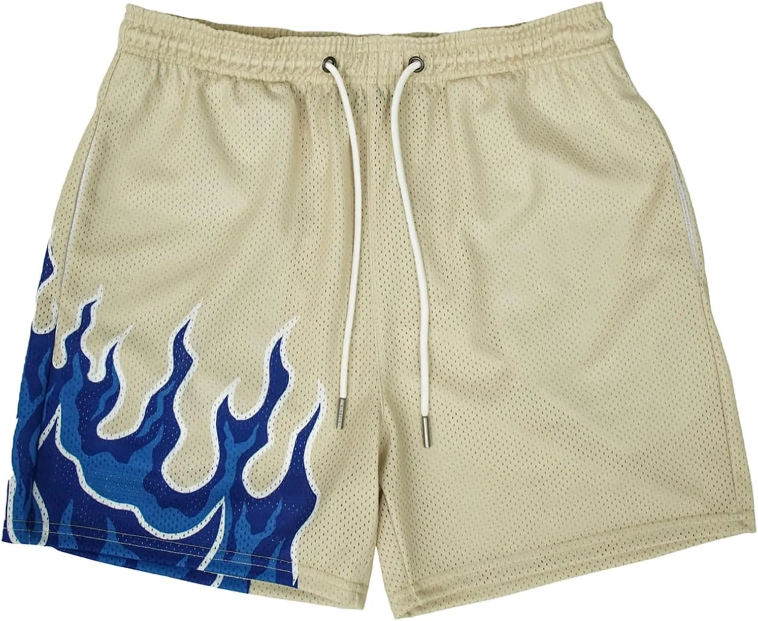 BOOMLEMON Men's Basketball Shorts Casual Workout Athletic Shorts Mesh Flame Graphic Print Running Short Pants