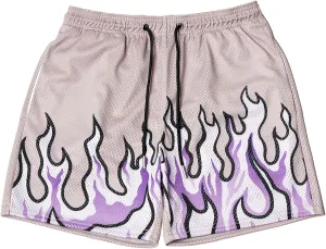BOOMLEMON Men's Basketball Shorts Casual Workout Athletic Shorts Mesh Flame Graphic Print Running Short Pants