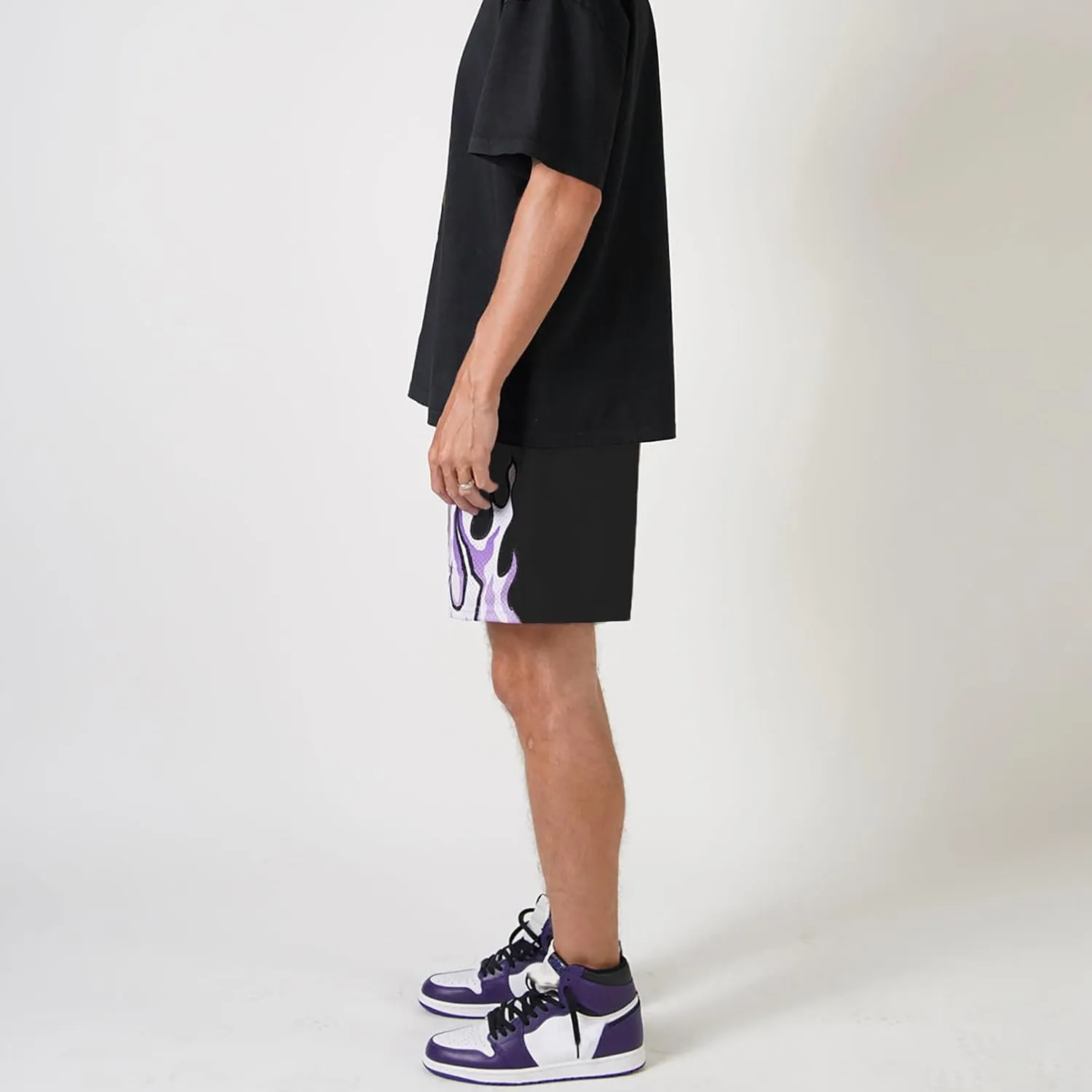 BOOMLEMON Men's Basketball Shorts Casual Workout Athletic Shorts Mesh Flame Graphic Print Running Short Pants