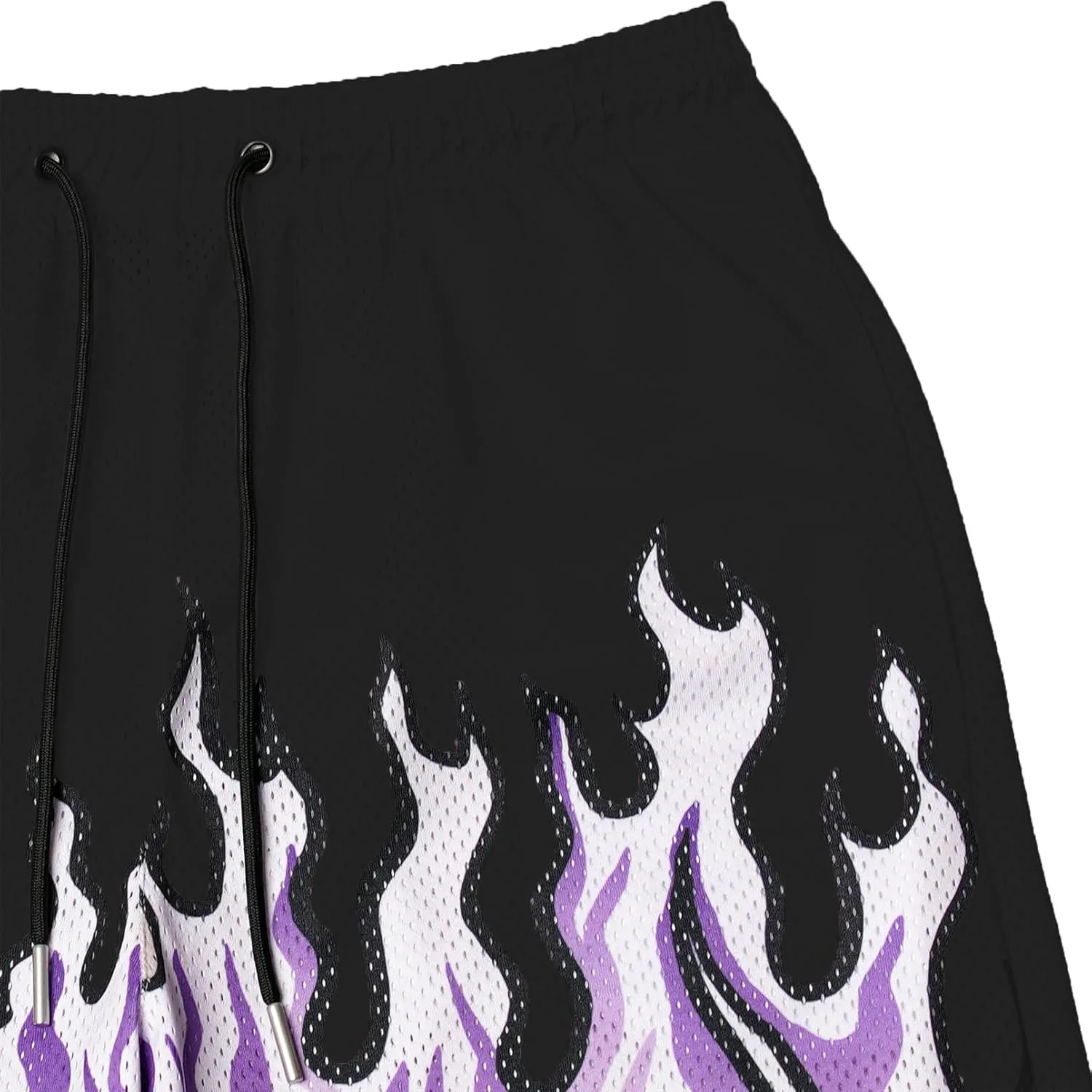 BOOMLEMON Men's Basketball Shorts Casual Workout Athletic Shorts Mesh Flame Graphic Print Running Short Pants
