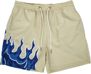 BOOMLEMON Men's Basketball Shorts Casual Workout Athletic Shorts Mesh Flame Graphic Print Running Short Pants