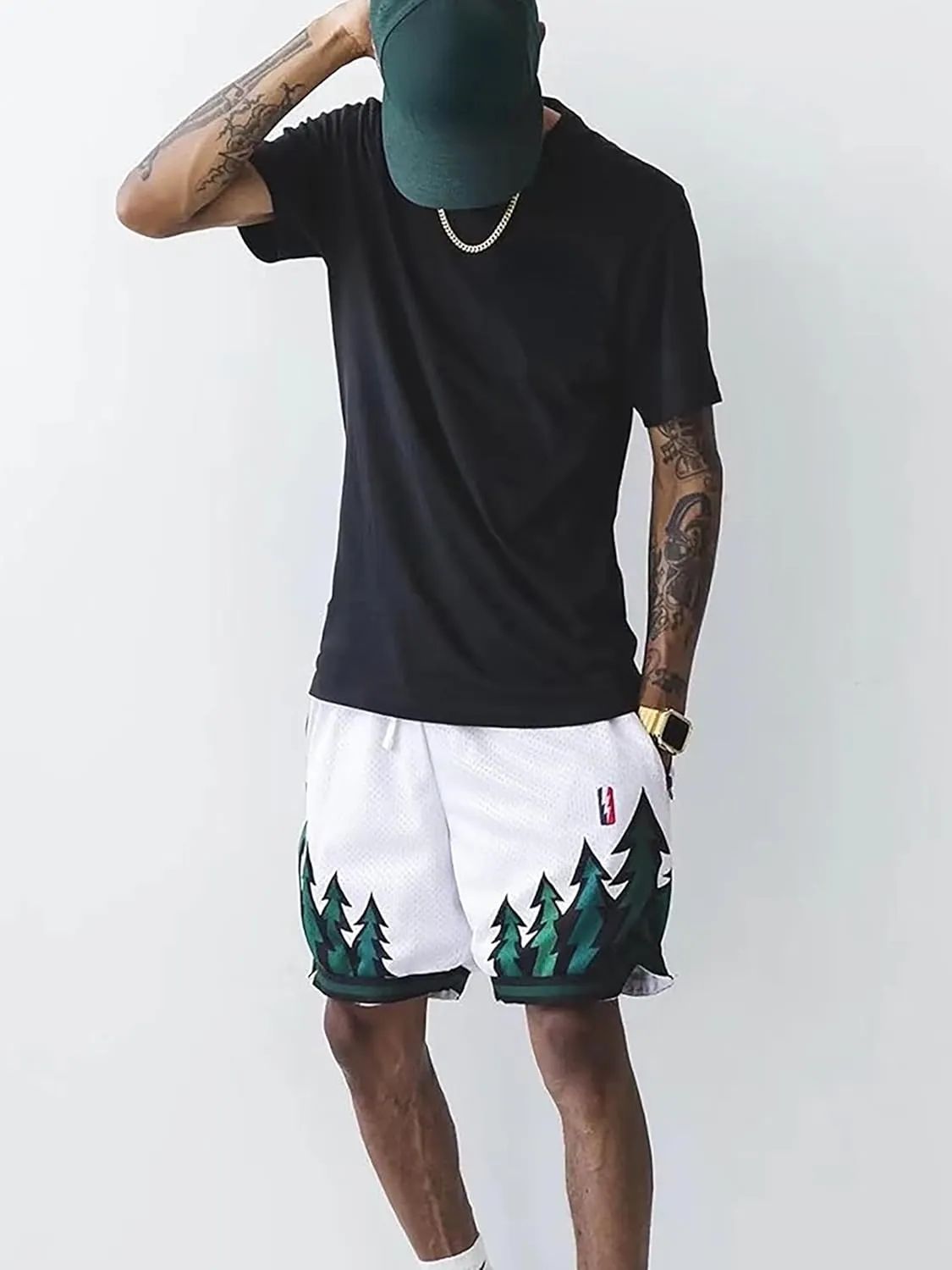 BOOMLEMON Men's Basketball Shorts Gym Training Workout Athletic Shorts Mesh Graphic Print Running Short Pants