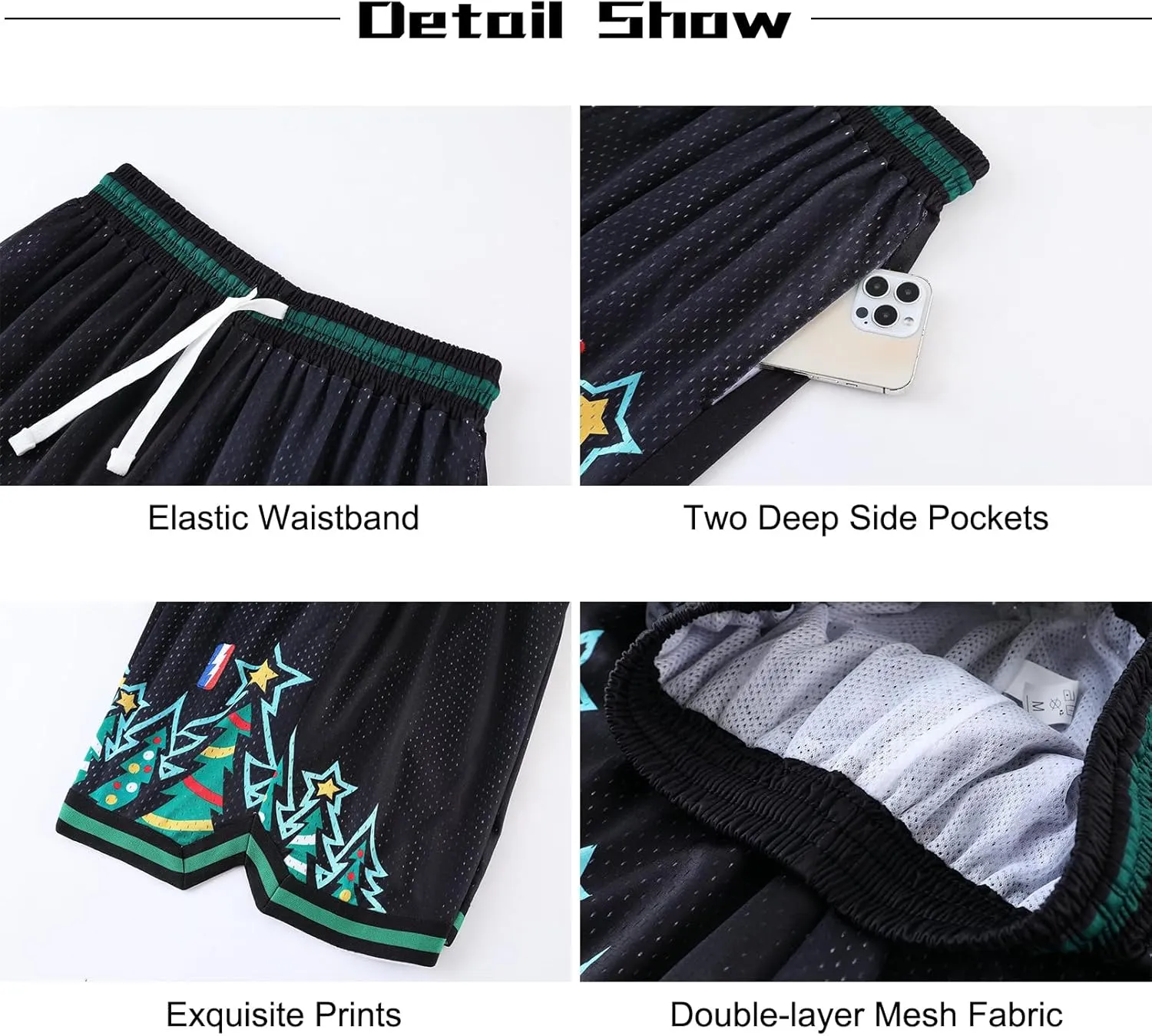 BOOMLEMON Men's Basketball Shorts Gym Training Workout Athletic Shorts Mesh Graphic Print Running Short Pants