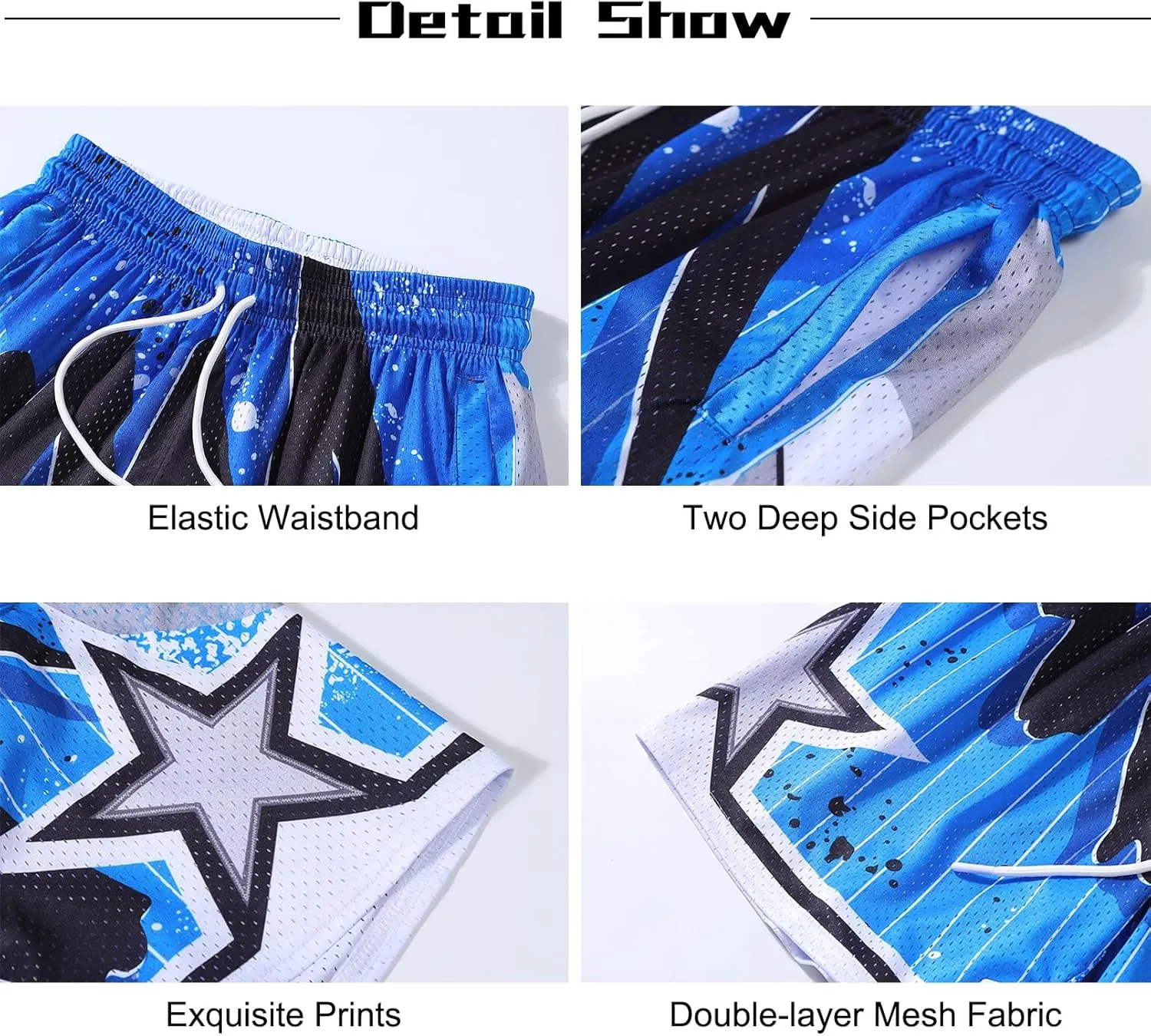 BOOMLEMON Men's Basketball Shorts Gym Training Workout Athletic Shorts Mesh Graphic Print Running Short Pants