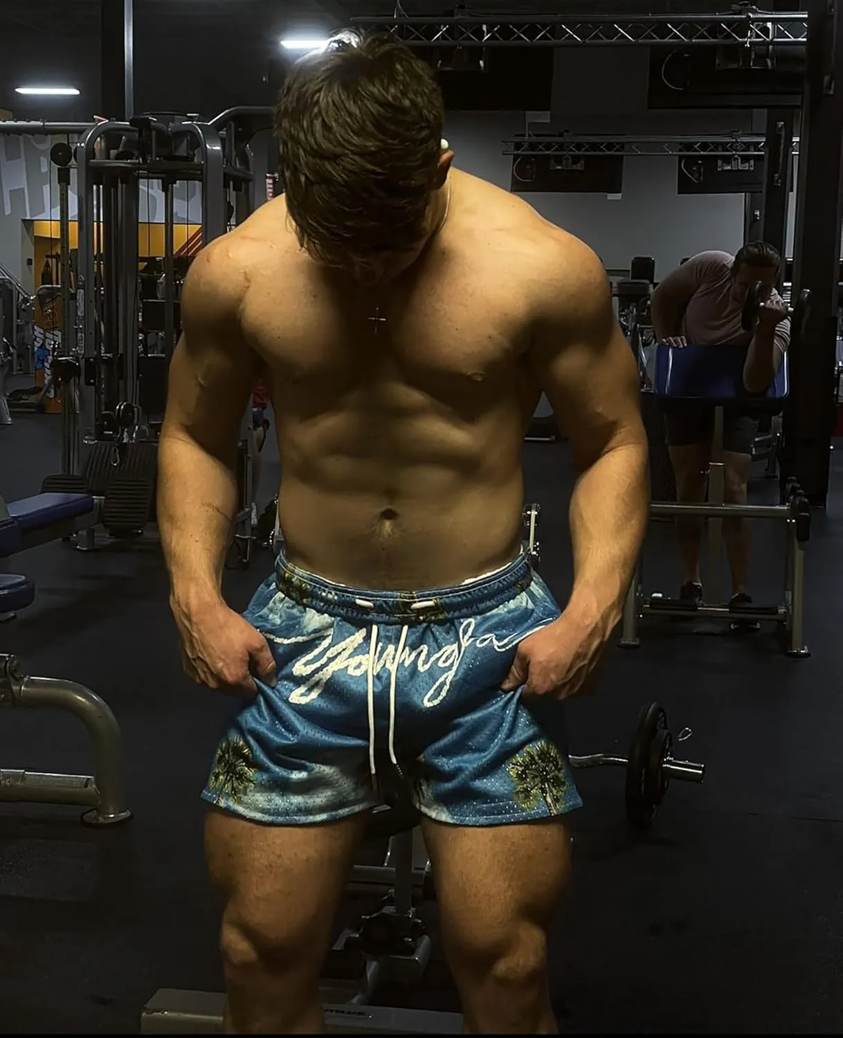 BOOMLEMON Mens Mesh Graphic Print Shorts Casual Fashion Cool Shorts Retro Active Gym Streetwear Short Pants