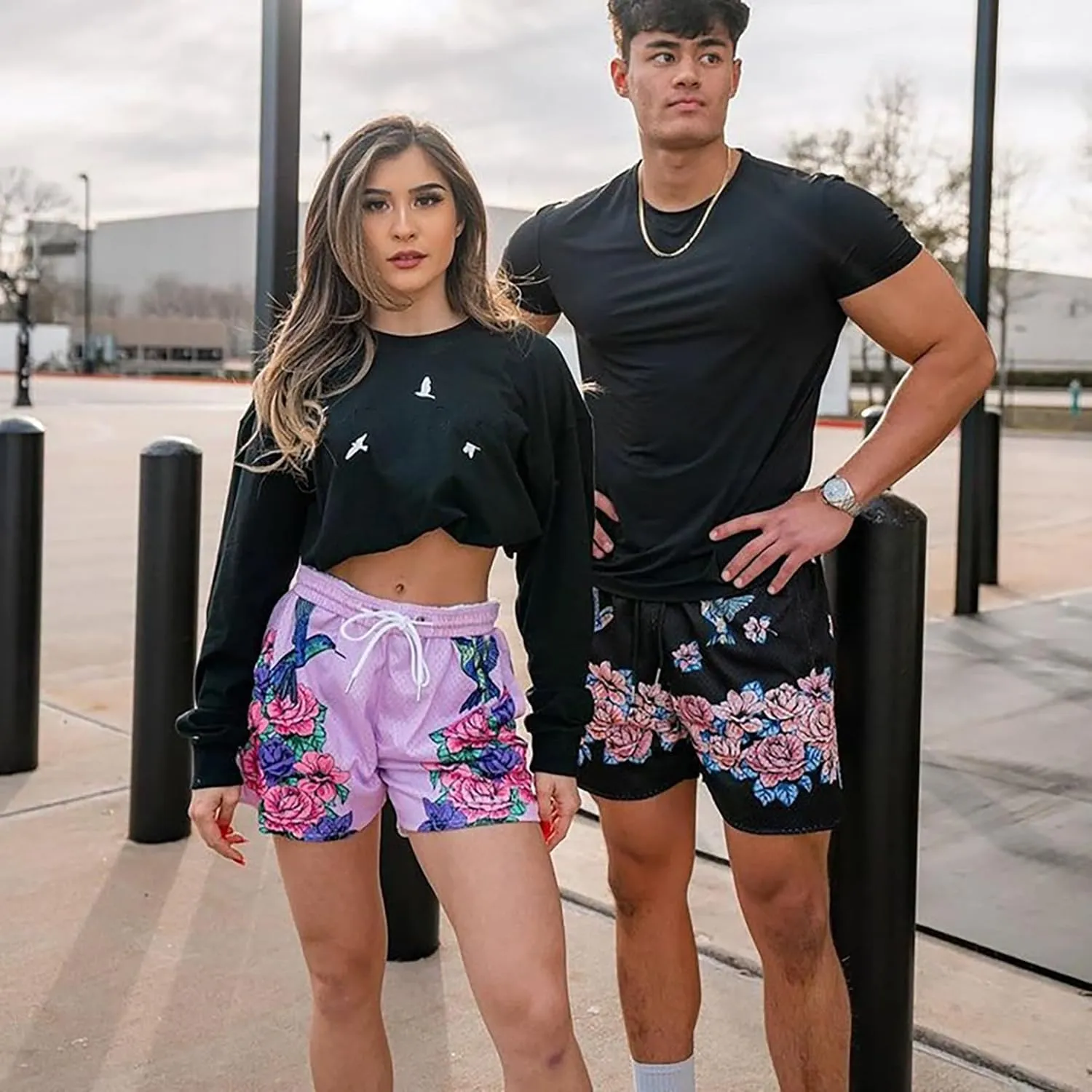 BOOMLEMON Mens Mesh Graphic Print Shorts Casual Fashion Cool Shorts Retro Active Gym Streetwear Short Pants