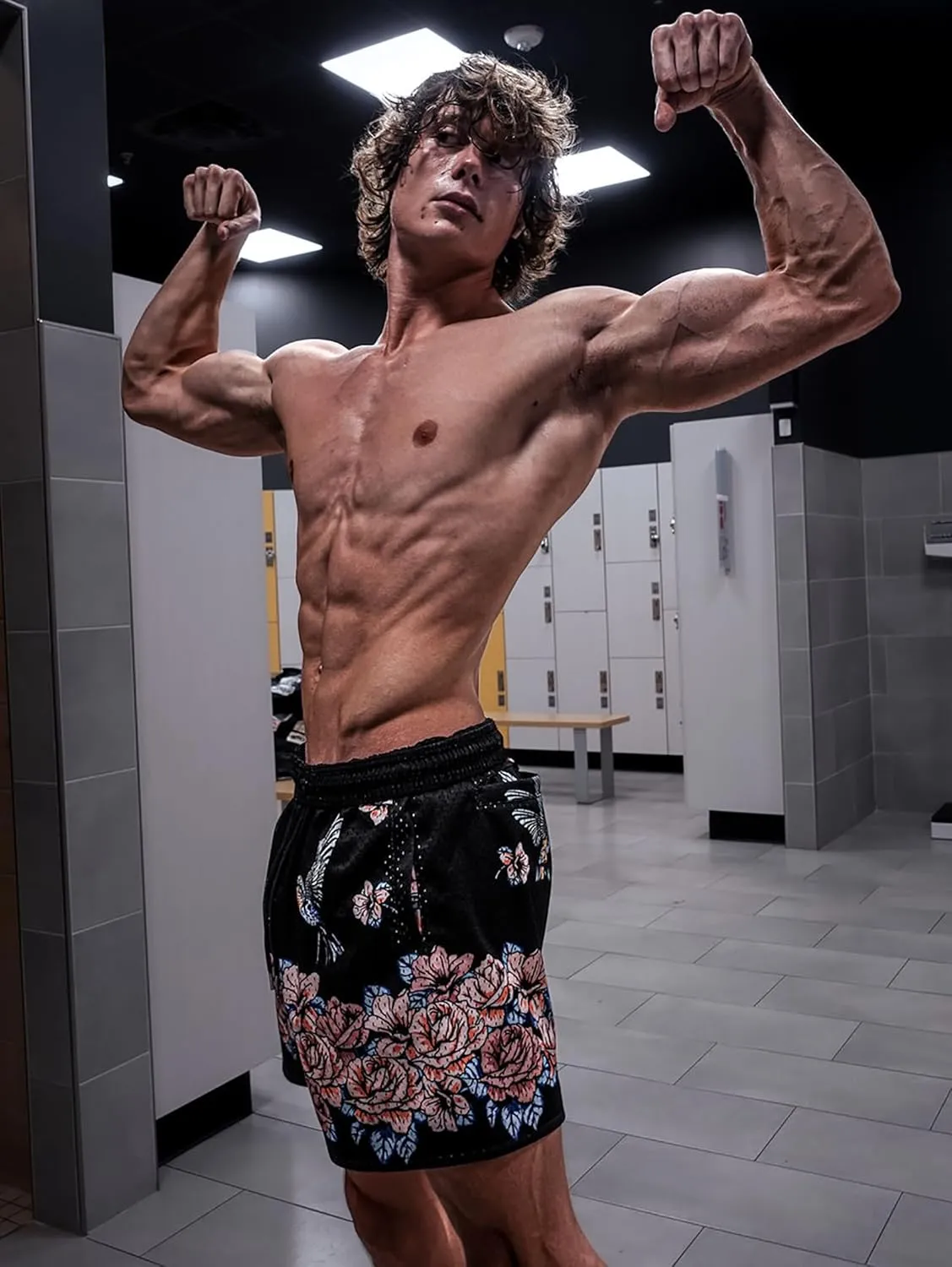 BOOMLEMON Mens Mesh Graphic Print Shorts Casual Fashion Cool Shorts Retro Active Gym Streetwear Short Pants