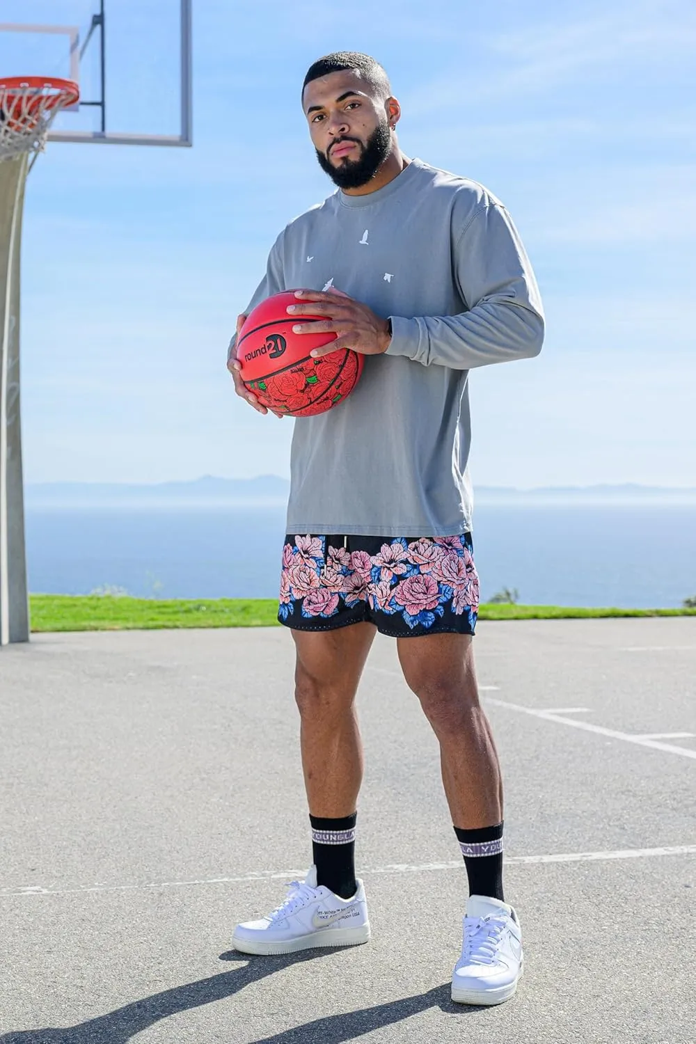 BOOMLEMON Mens Mesh Graphic Print Shorts Casual Fashion Cool Shorts Retro Active Gym Streetwear Short Pants
