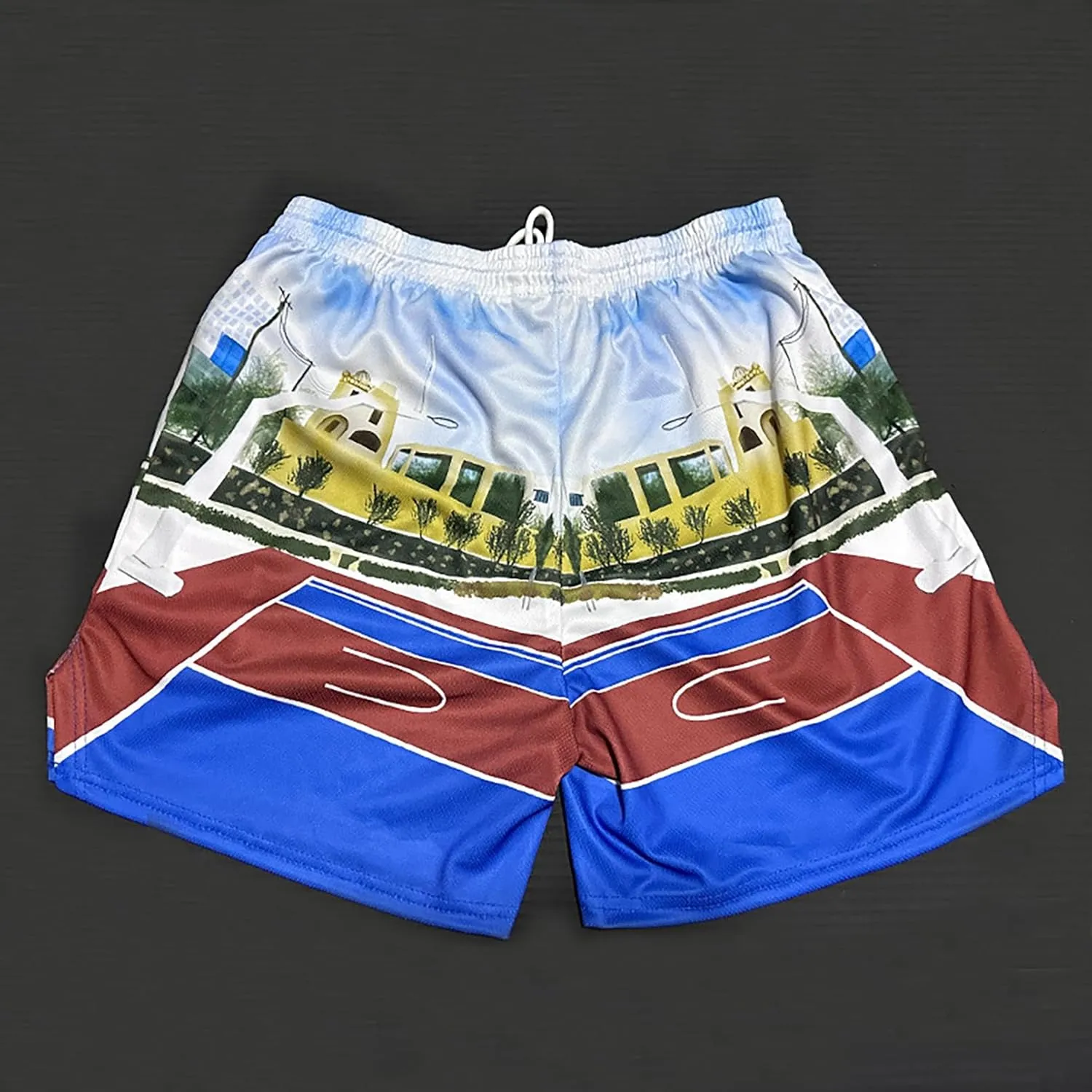 BOOMLEMON Mens Mesh Graphic Print Shorts Summer Basketball Running Shorts Retro Casual Cool Streetwear Short Pants