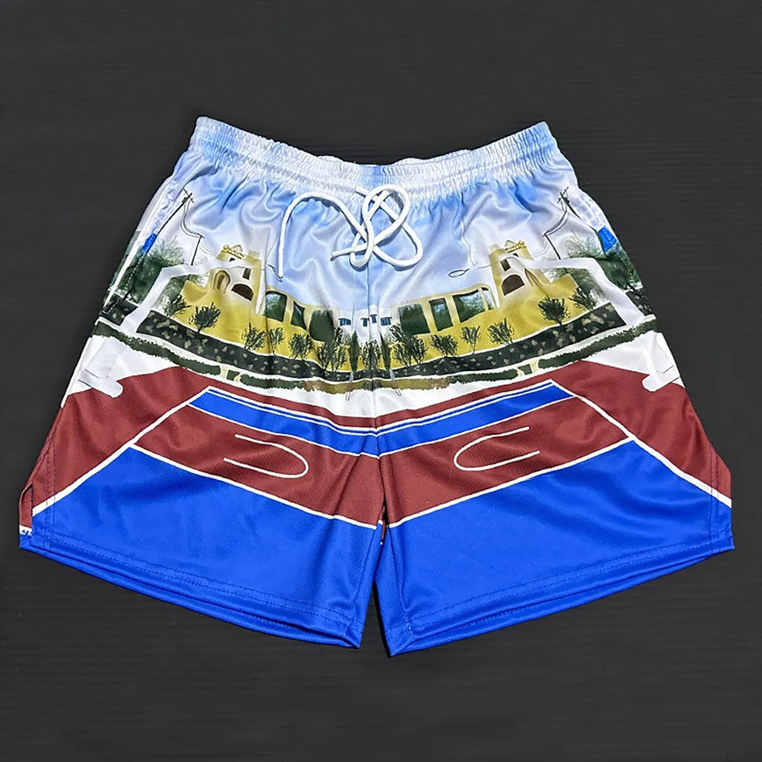 BOOMLEMON Mens Mesh Graphic Print Shorts Summer Basketball Running Shorts Retro Casual Cool Streetwear Short Pants