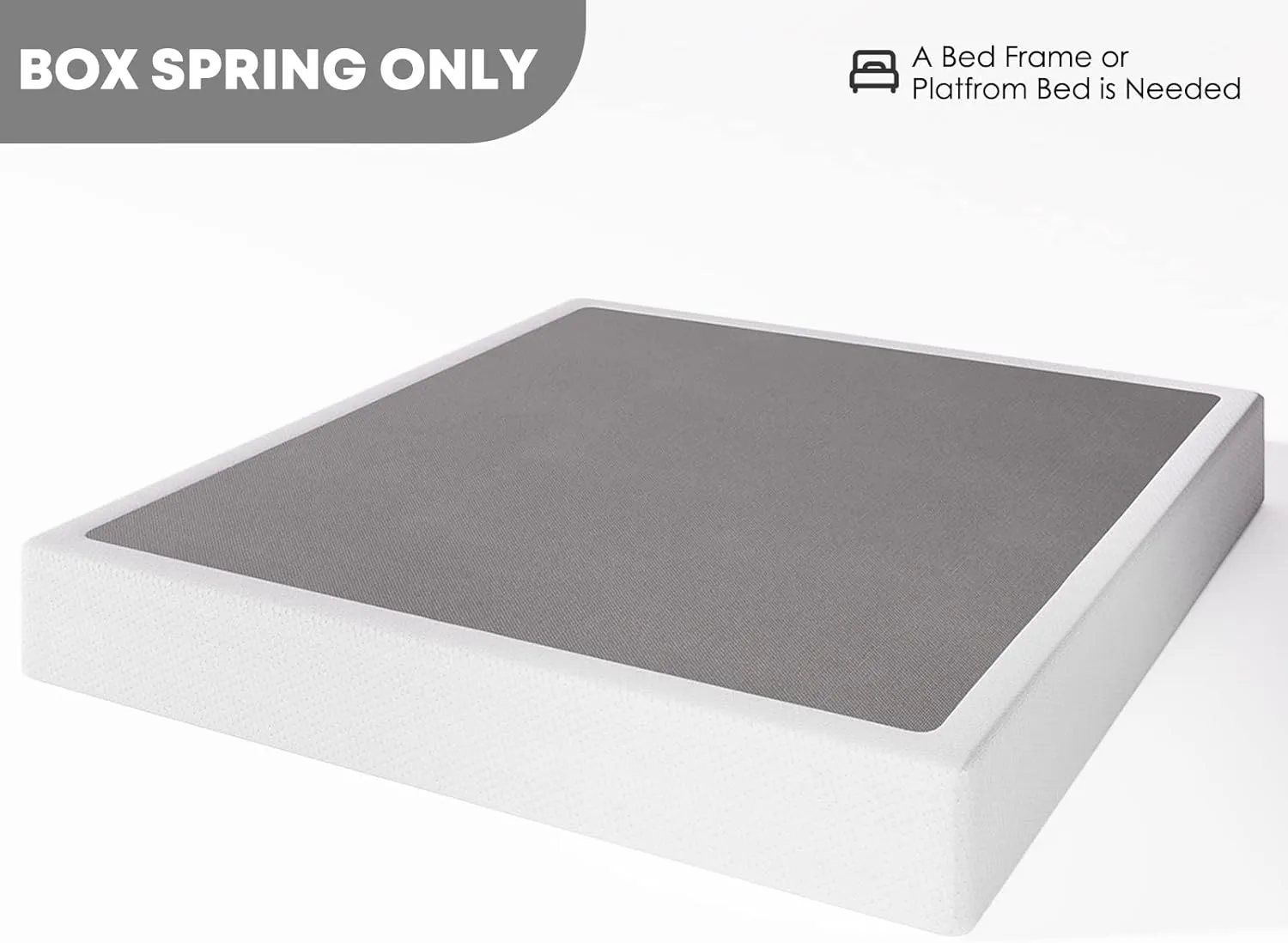 Box-Spring-Queen, 9 inch Metal Queen Box Spring Only, Heavy Duty Queen Size Box Spring with Fabric Cover, Easy Assembly, Non Slip, Noise Free