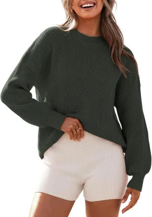 BTFBM Womens Casual Long Sleeve Sweaters Crew Neck Oversized Ribbed Knit Pullover Sweater 2025 Fall Winter Jumper Tops