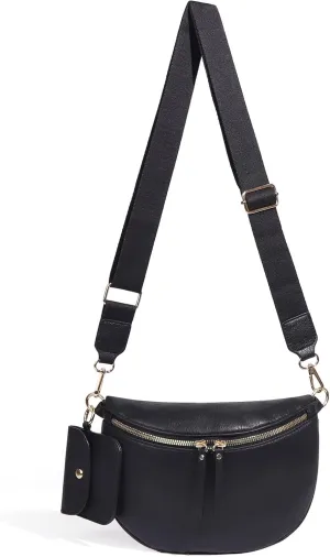 Bum Bags for Women Crossbody,Fanny Packs Checkered Crossbody Bag Checkerboard Belt Bag Checkered Cross Body Purse (C-Black)